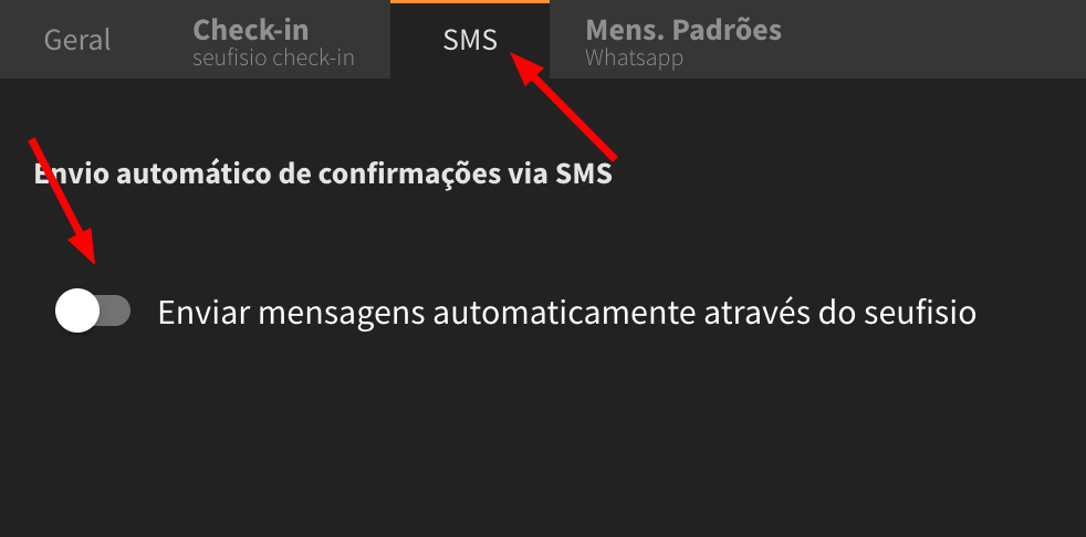 Habilitação da opção de envio automático de mensagens